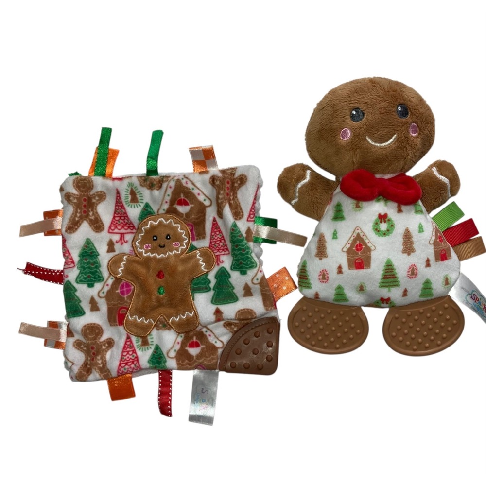 Lot -Spark Create Imagine Gingerbread Crinkle Rattle Lovey + Plush Holiday 7"-8"